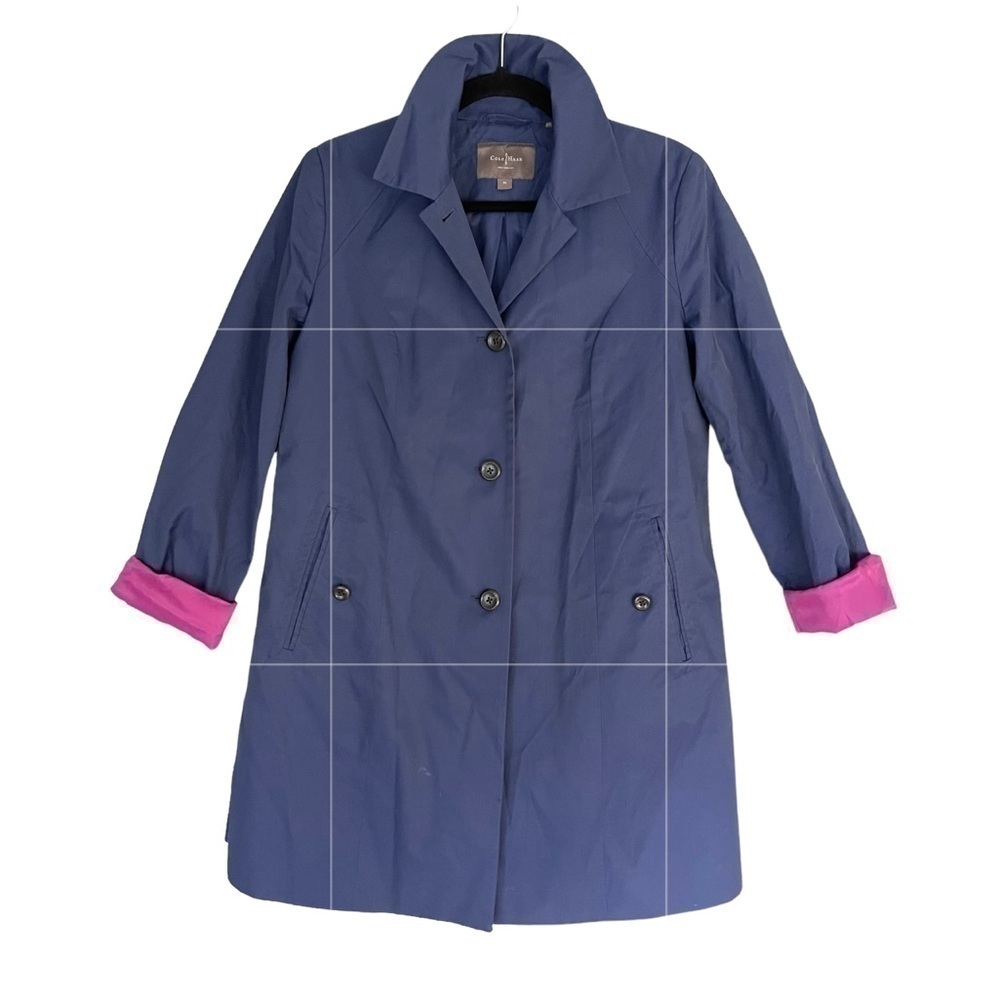 𝅺COLE Haan Button Down Long Sleeve Pleated Trench Coat